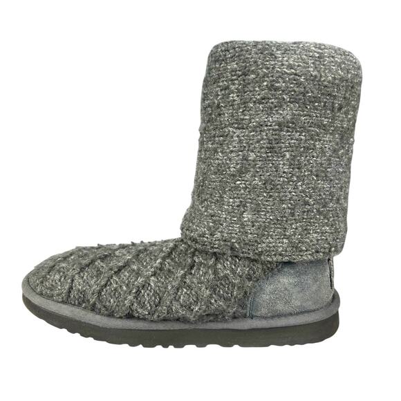 UGG Women’s Cardy Lattice Knit Tall Grey Pull On Boot Size 8 - Picture 2 of 12